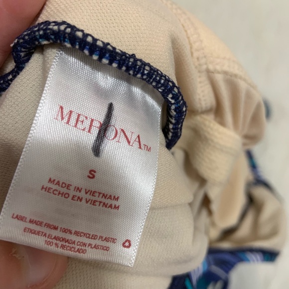 NWOT Merona Blue Striped Draped One Piece Size S - Picture 4 of 7